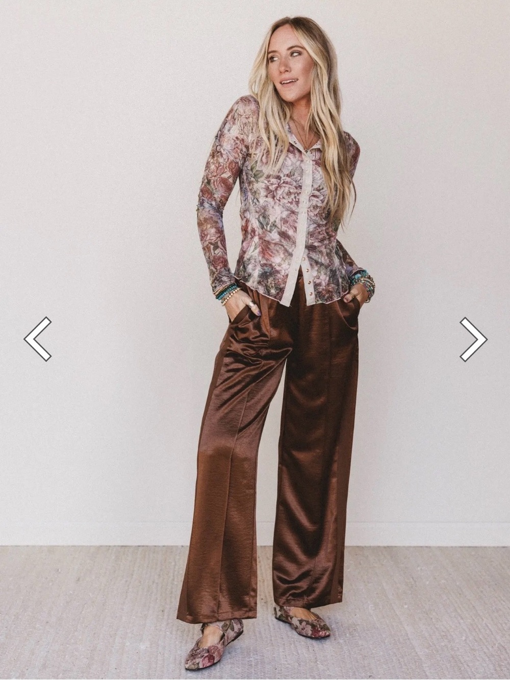 Silky Satin Wide-Leg Brown Satin Pants - Women's Pants & Jumpsuits
